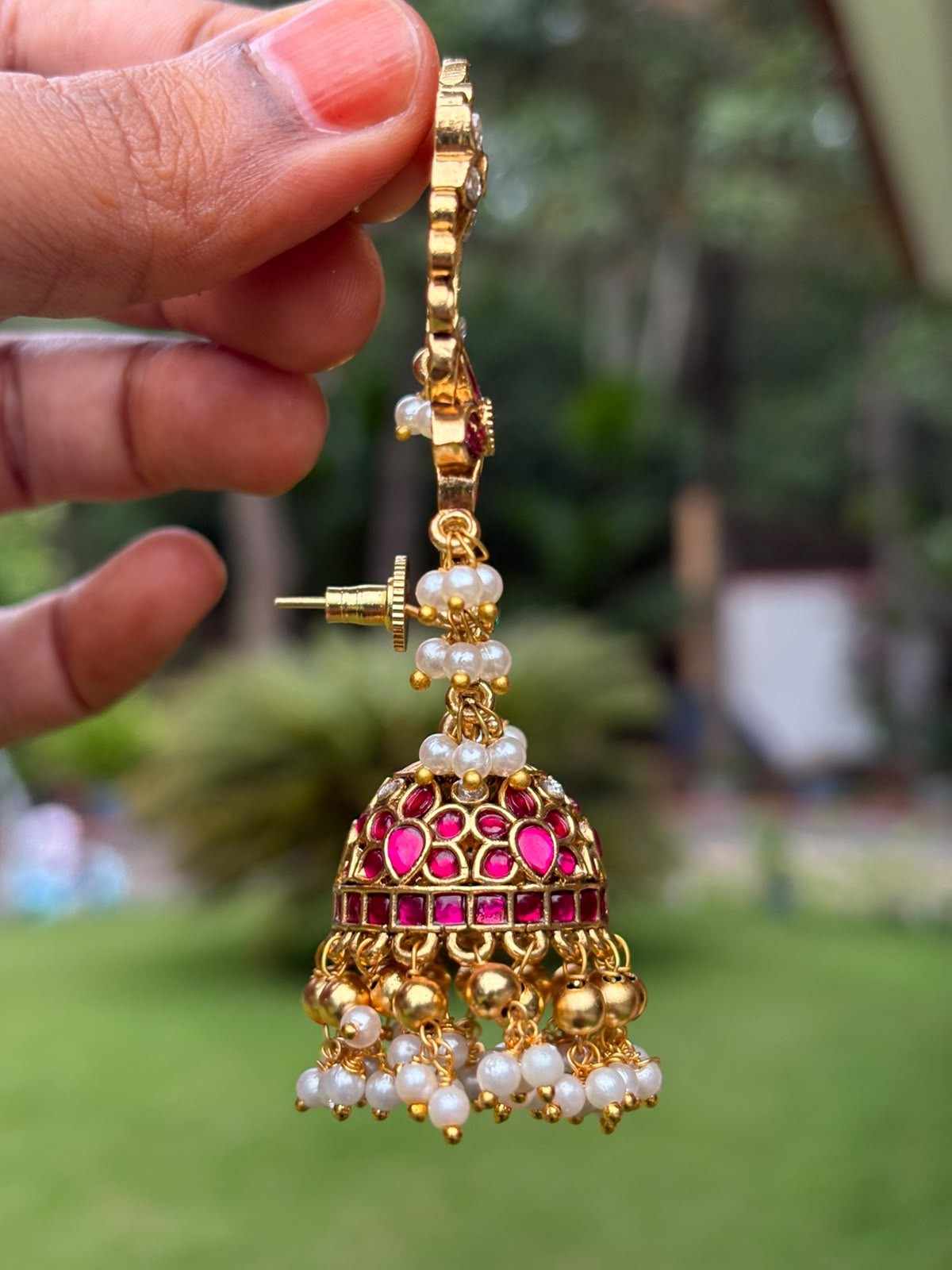 J0233 Jadau Kundan Bridal EarCuff Jhumka