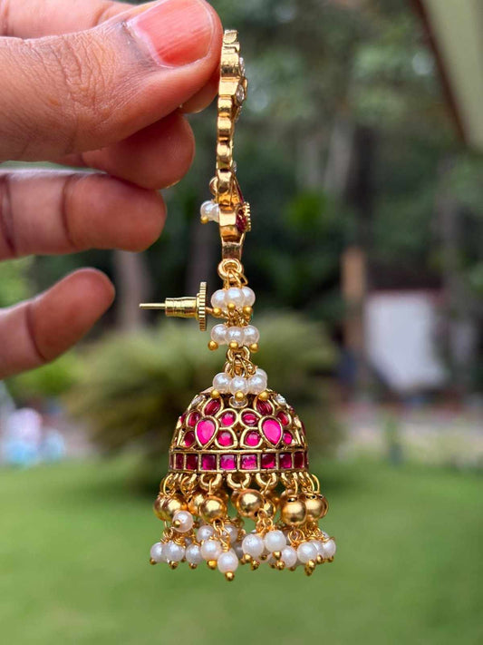 J0233 Jadau Kundan Bridal EarCuff Jhumka
