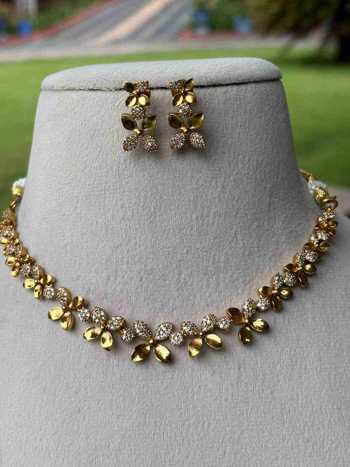 N0342 Butterfly Pattern AD Stone Necklace
