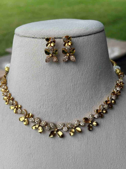 N0342 Butterfly Pattern AD Stone Necklace