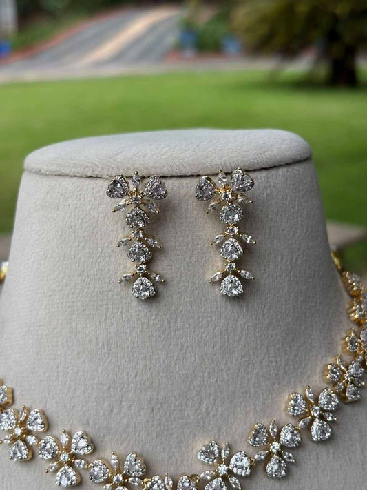 N0340 GJ Polish Diamond Replica AD Stone Premium Necklace