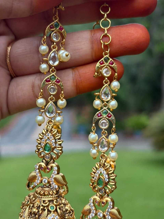 J0235 Bridal Jhumka with attached mattal
