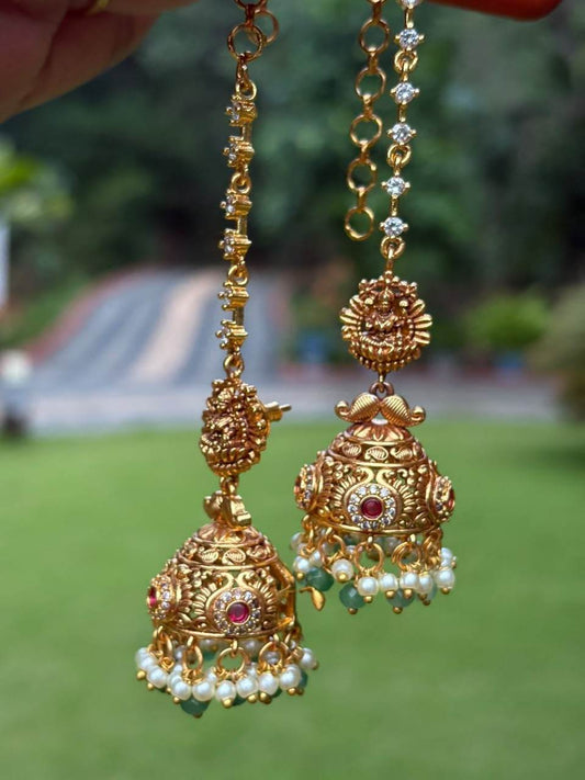 J0238 Lakshmi jhumka with attached Mattal