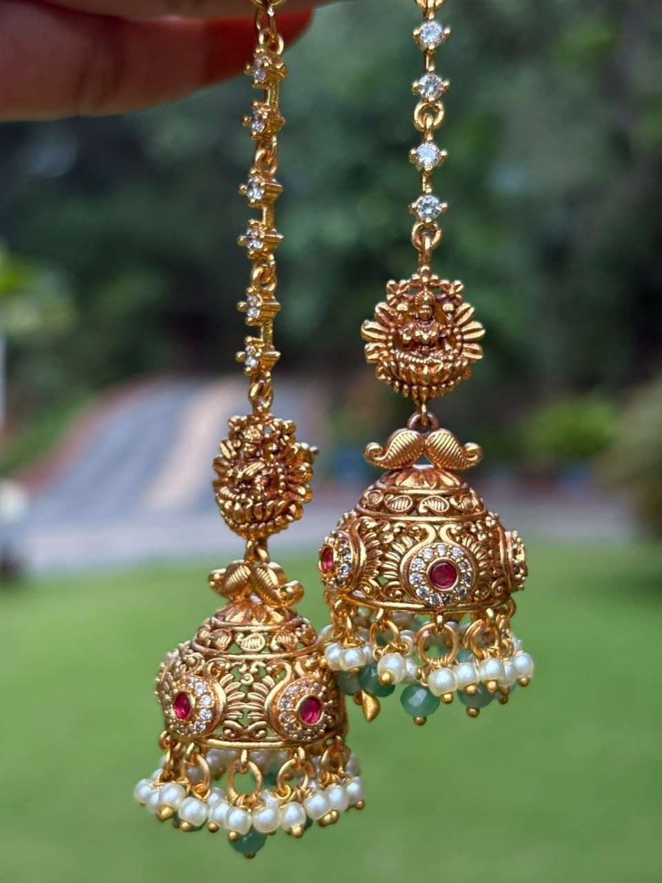 J0238 Lakshmi jhumka with attached Mattal