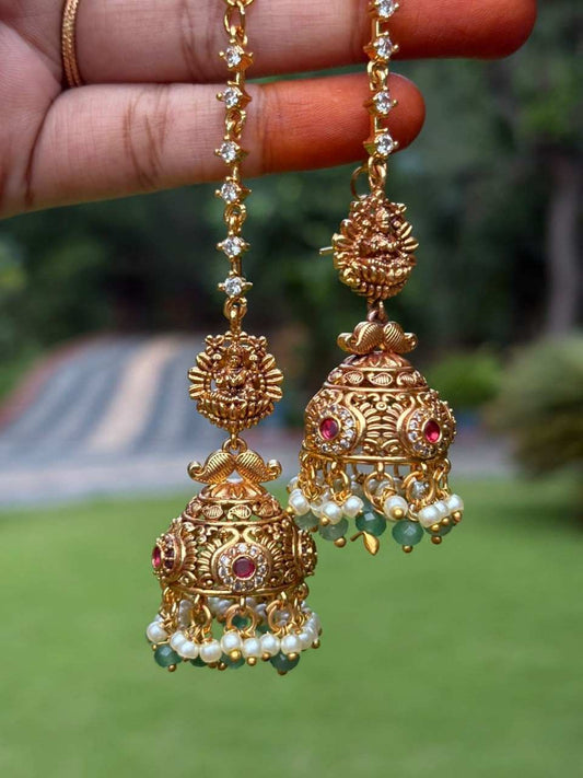 J0238 Lakshmi jhumka with attached Mattal