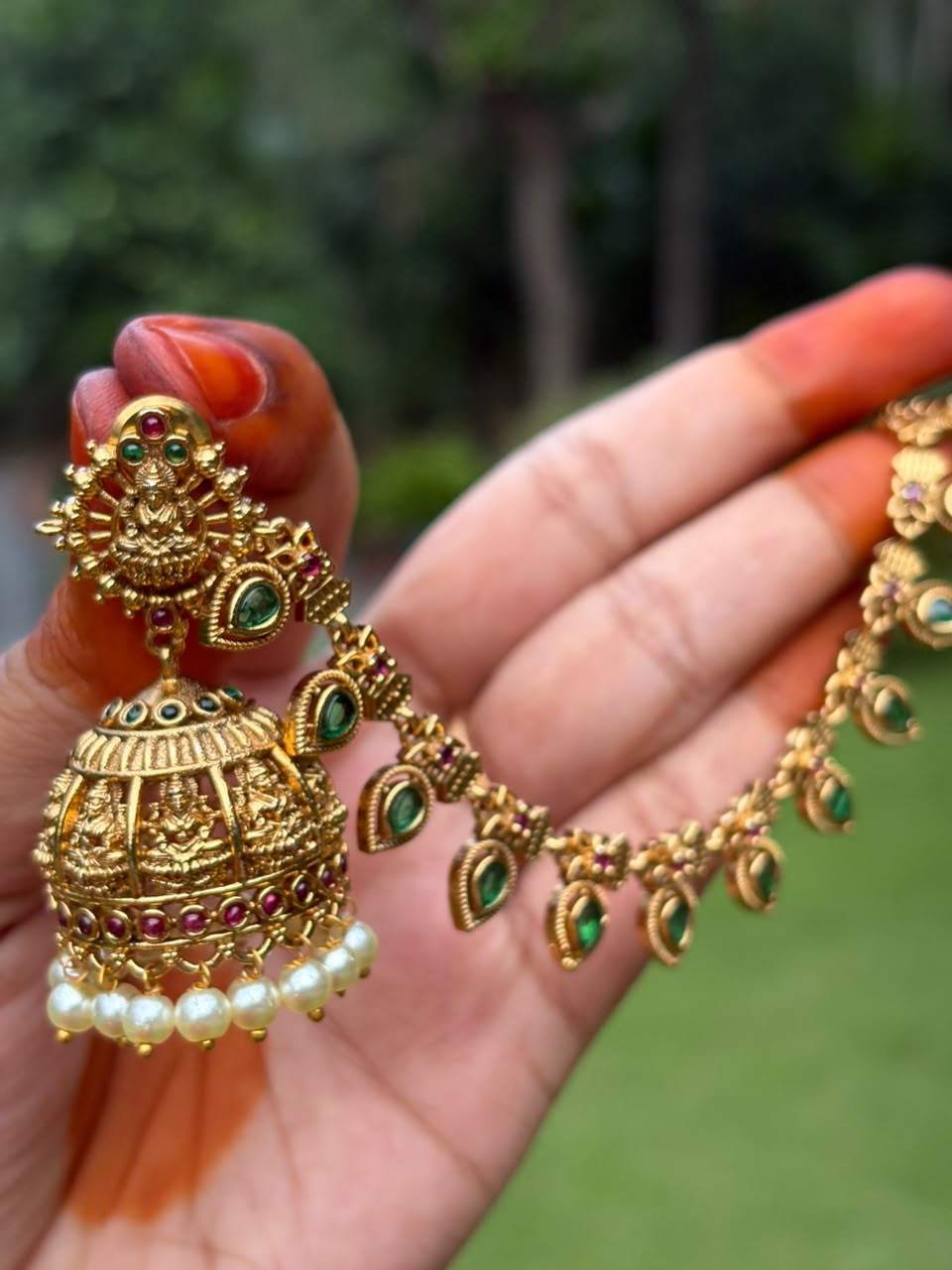 J0237 Lakshmi Jhumka With Attached Mattal