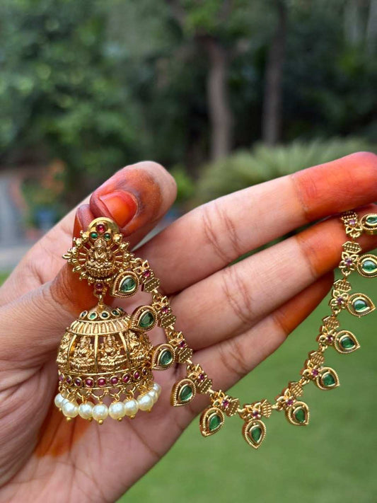 J0237 Lakshmi Jhumka With Attached Mattal