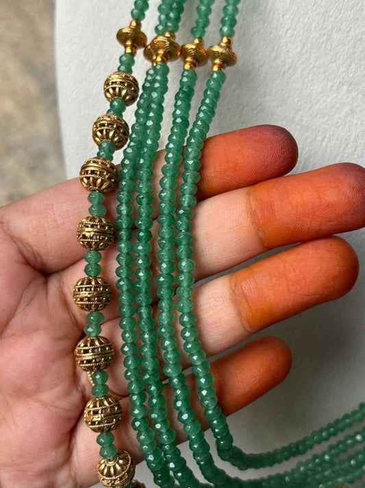 H0109 Green Crystal Bead  5 Layer Long Haram