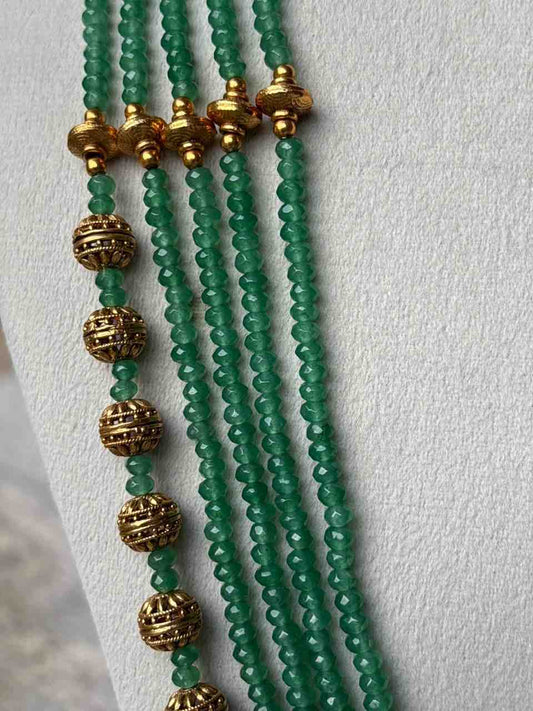 H0109 Green Crystal Bead  5 Layer Long Haram
