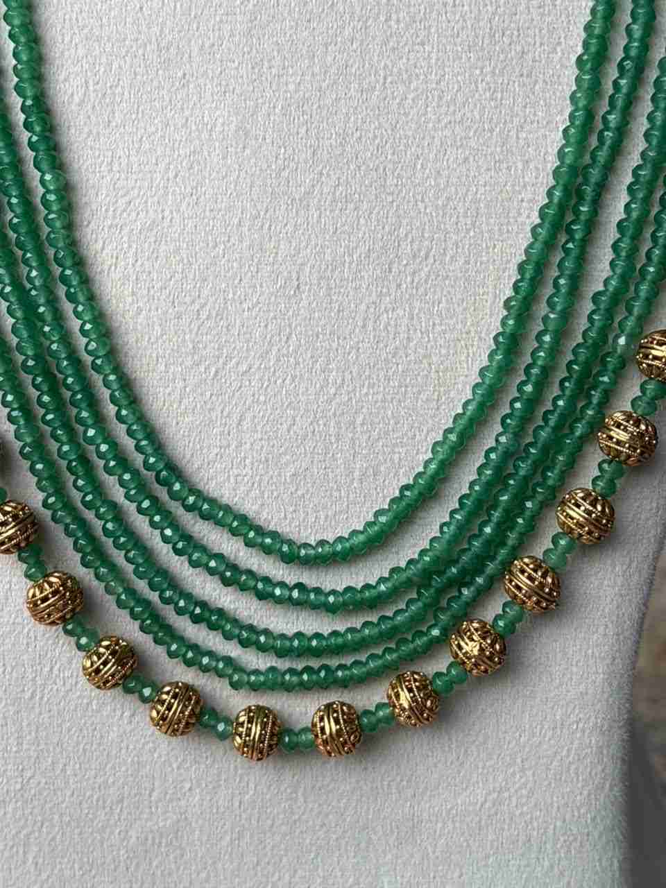 H0109 Green Crystal Bead  5 Layer Long Haram