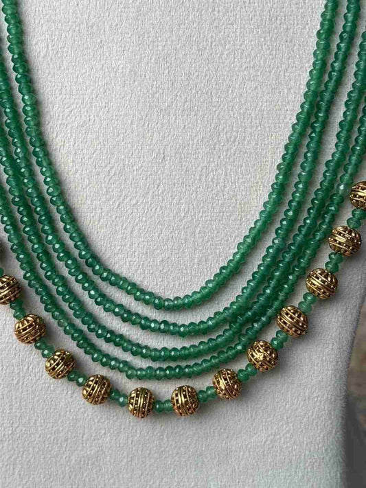 H0109 Green Crystal Bead  5 Layer Long Haram