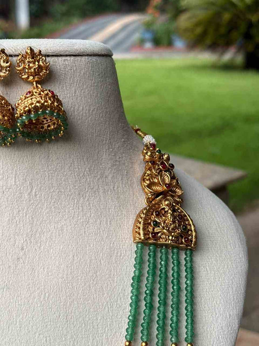 H0109 Green Crystal Bead  5 Layer Long Haram