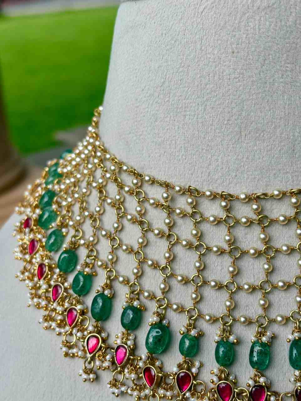 N0354 Net Pattern Jadau Kundan Chocker neckalce