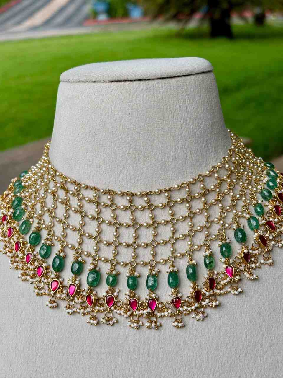 N0354 Net Pattern Jadau Kundan Chocker neckalce