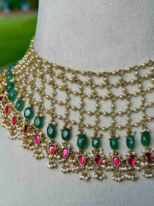 N0354 Net Pattern Jadau Kundan Chocker neckalce