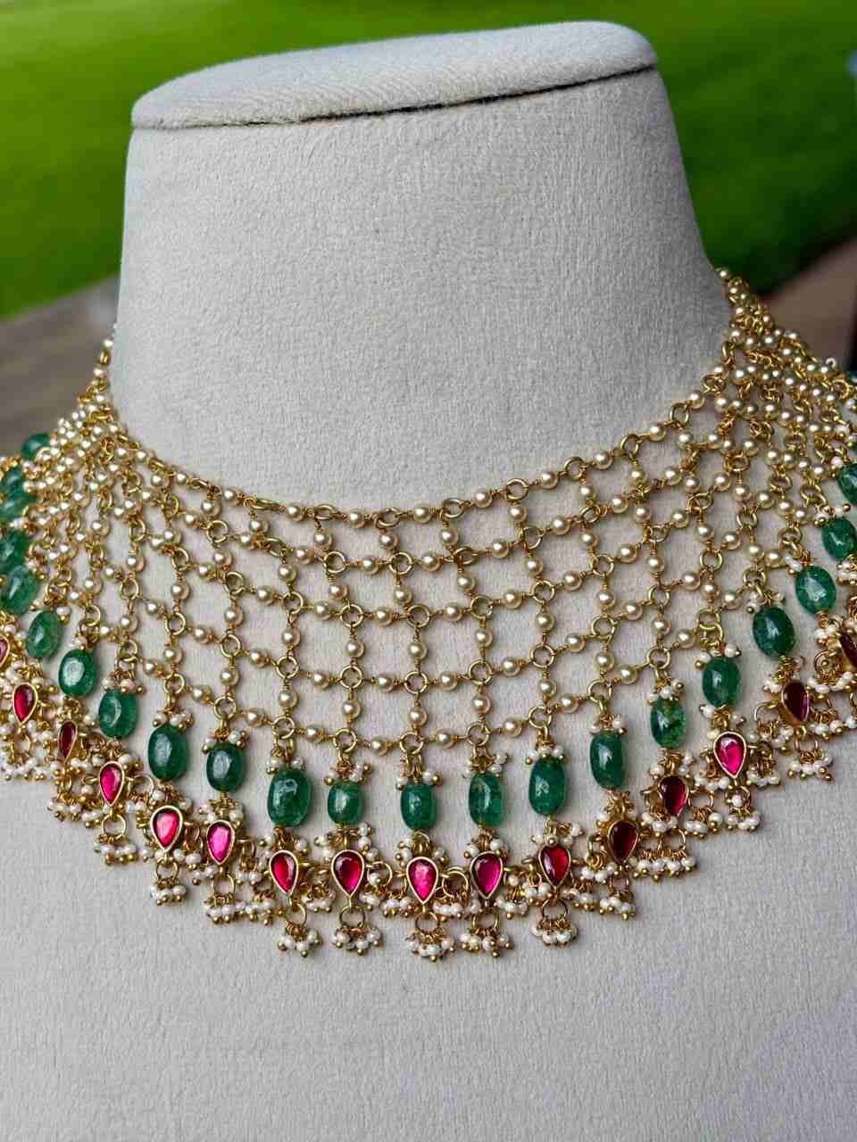 N0354 Net Pattern Jadau Kundan Chocker neckalce