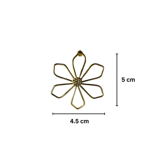 Stainless Steel Anti Tarnish 18k Gold plated Flower Over Sized Earring SS004