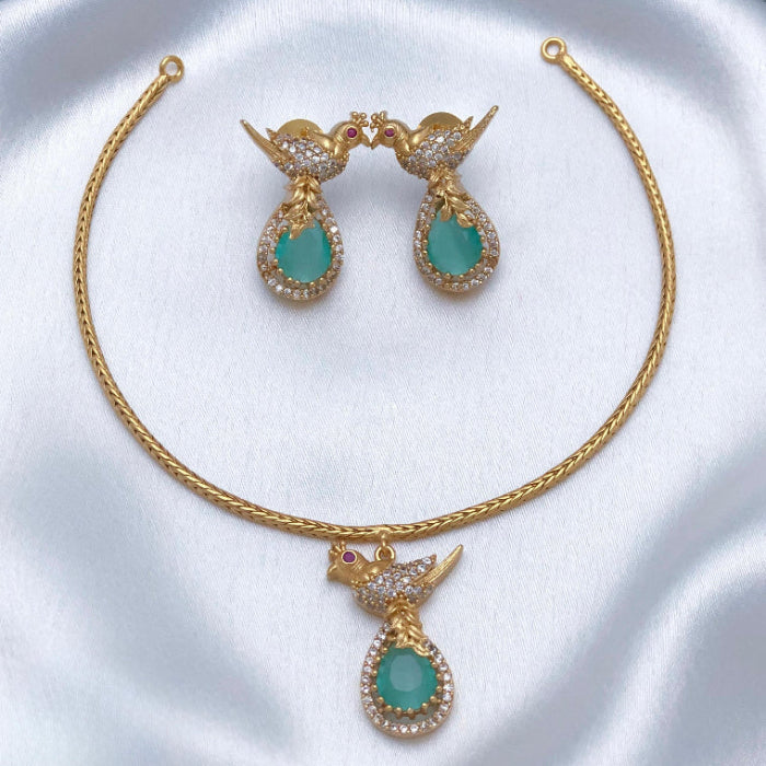 Premium Quality Sea Blue Color Stone Parrot Design Necklace Adult/Kids N0069-CJ29