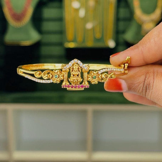 Premium Quality Openable Kada Bangle With Cute Lakshmi Pattern designed with Ad Stones And red stones K0009-CI20