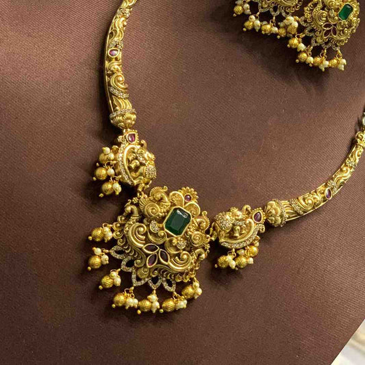 Premium Quality Kanti Hasli Necklace With 3D Floral Pattern Peacock & Elephant Design N0126-CR120