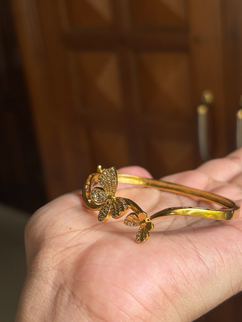 Premium Quality Openable Kada Bangle With Cute Butterfly Pattern designed with White Ad Stones K0010-CO21