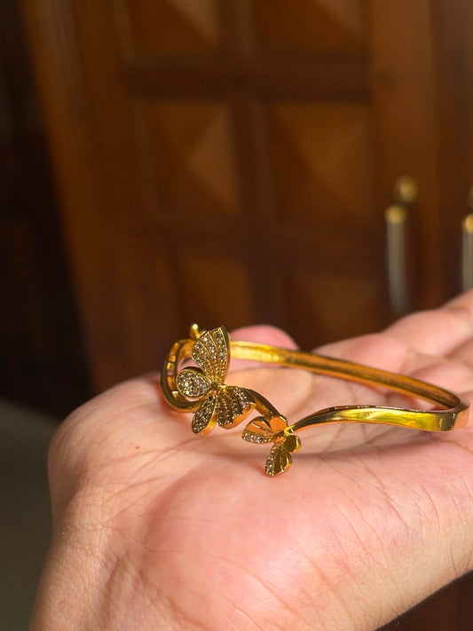 Premium Quality Openable Kada Bangle With Cute Butterfly Pattern designed with White Ad Stones K0010-CO21