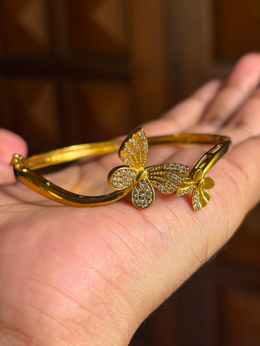 Premium Quality Openable Kada Bangle With Cute Butterfly Pattern designed with White Ad Stones K0010-CO21
