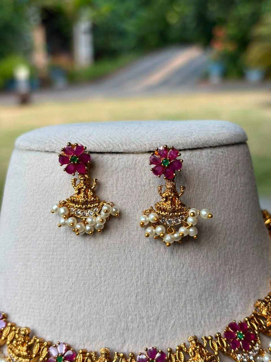 N0031 Ruby Stone Lakshmi Necklace