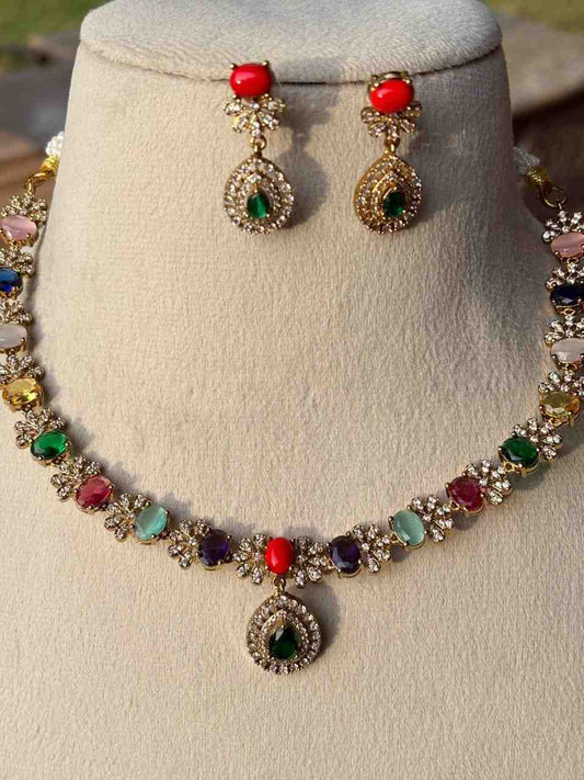 N0098 Navaratnam Stone Necklace
