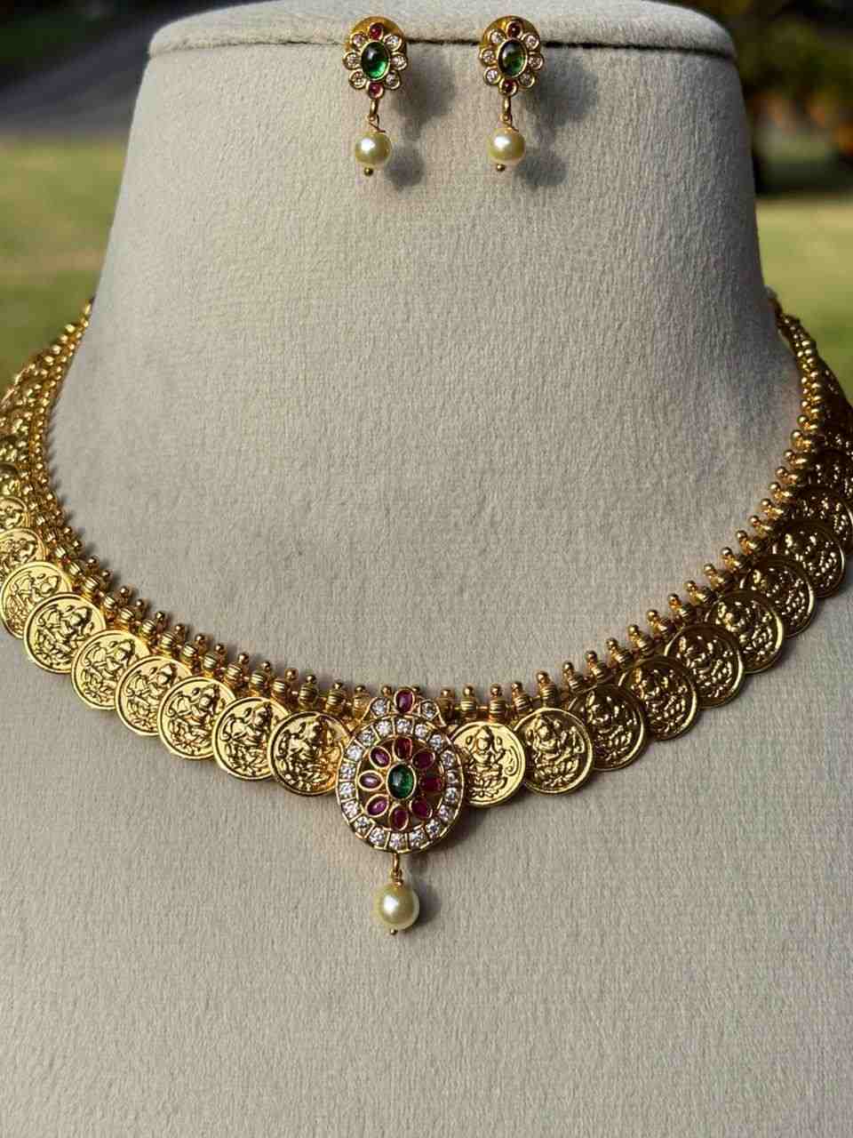 N0130 Micro Plated Lakshmi Kasu Necklace