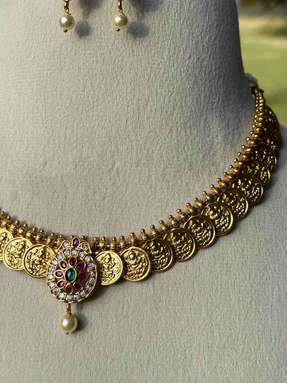 N0130 Micro Plated Lakshmi Kasu Necklace