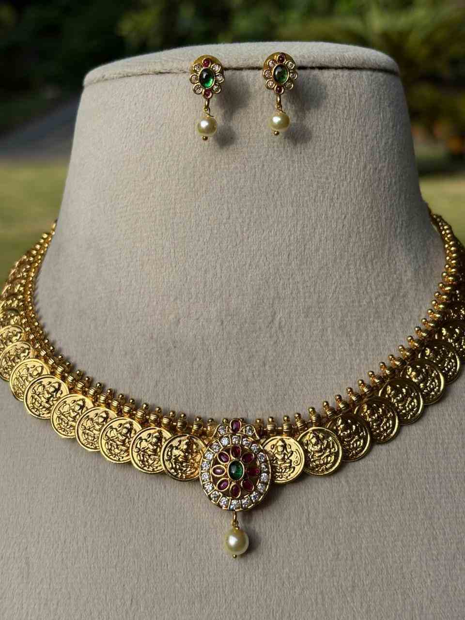 N0130 Micro Plated Lakshmi Kasu Necklace