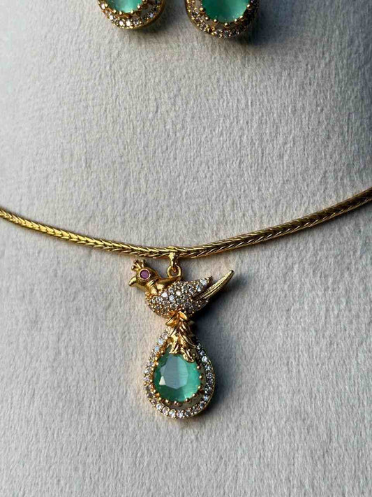N0069 Sea Blue Color Stone Necklace Adult/Kids