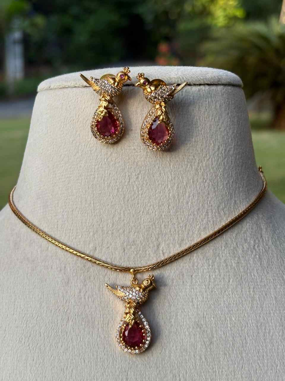 N0071 Ruby Red Stone Necklace Adult/Kids