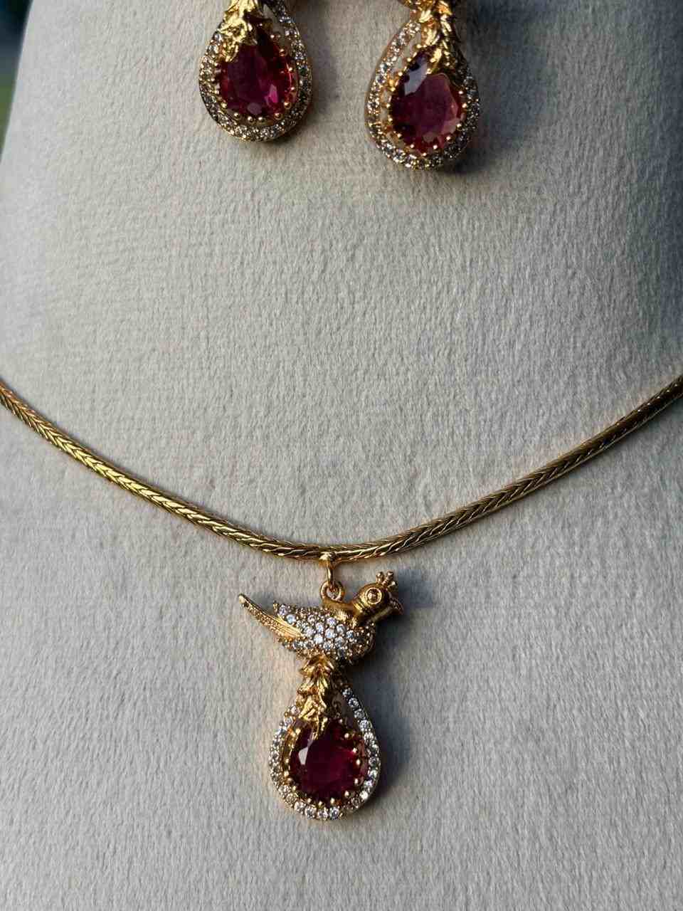 N0071 Ruby Red Stone Necklace Adult/Kids
