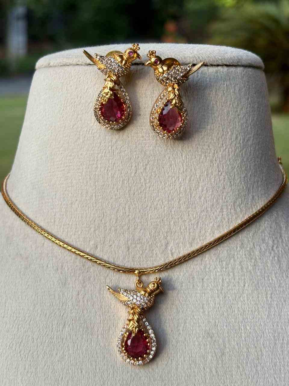 N0071 Ruby Red Stone Necklace Adult/Kids