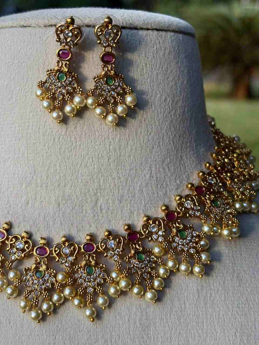 N0058 Peacock Floral Pattern Necklace
