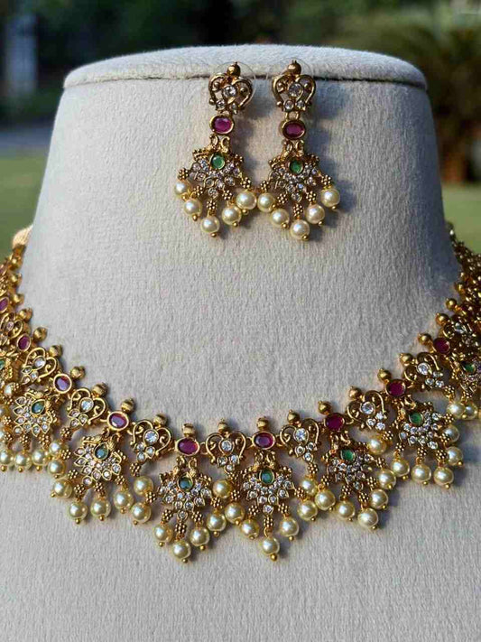 N0058 Peacock Floral Pattern Necklace