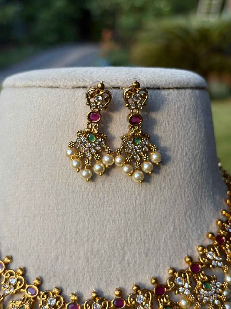 N0058 Peacock Floral Pattern Necklace