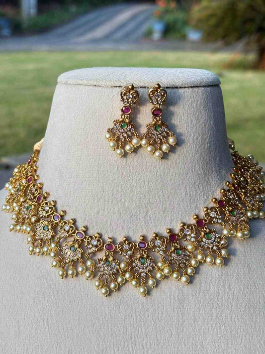N0058 Peacock Floral Pattern Necklace