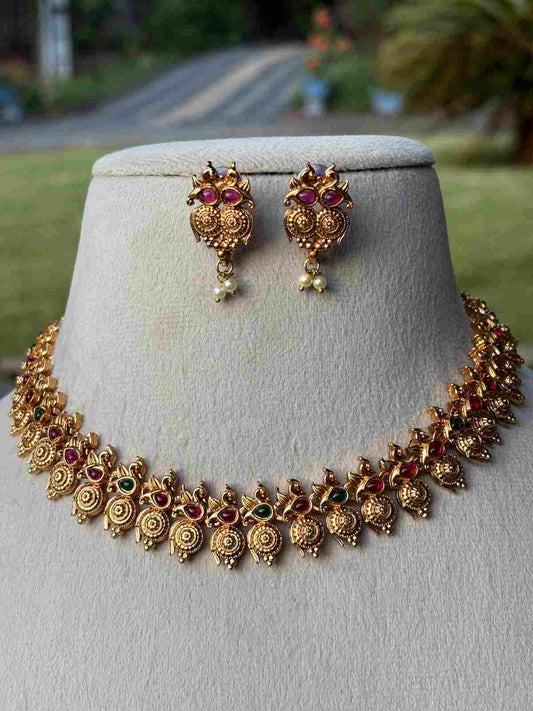 N0051 Peacock Necklace Matte Finish