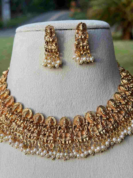 N0075 Matte Finish Lakshmi Necklace