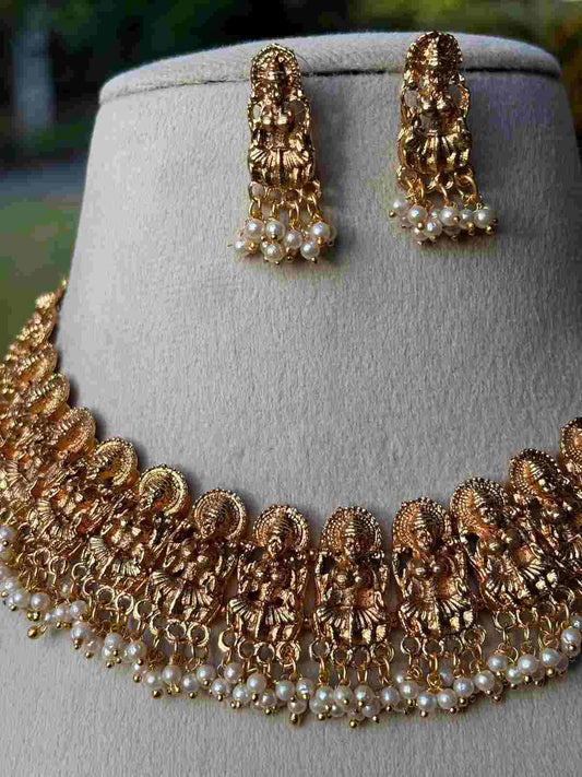N0075 Matte Finish Lakshmi Necklace
