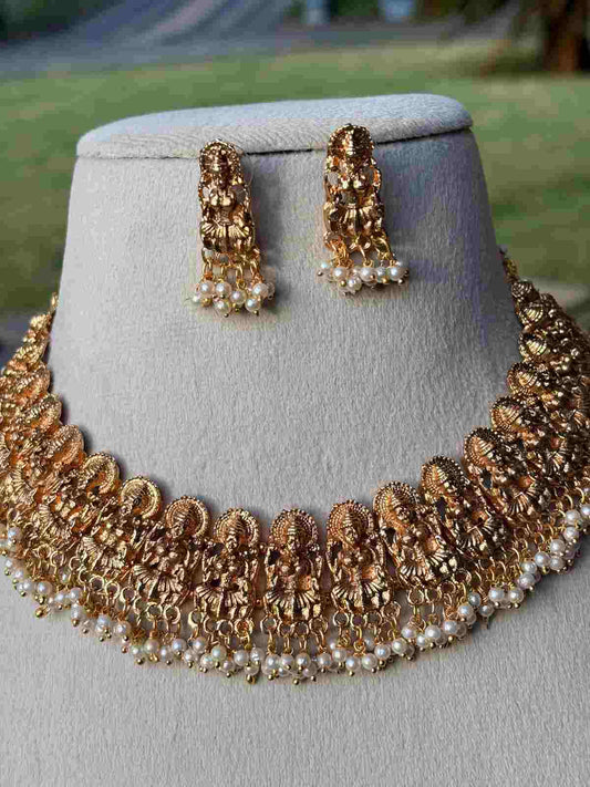 N0075 Matte Finish Lakshmi Necklace