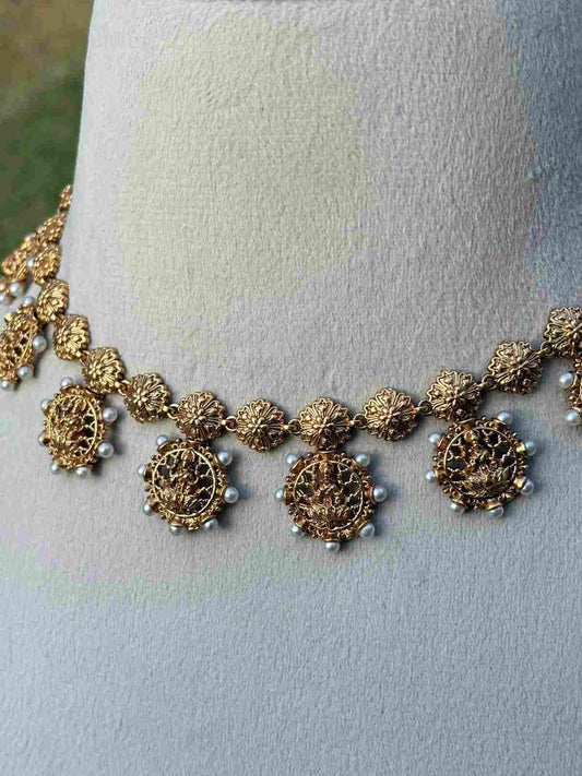 N0074 Traditional Lakshmi Necklace with Pearl