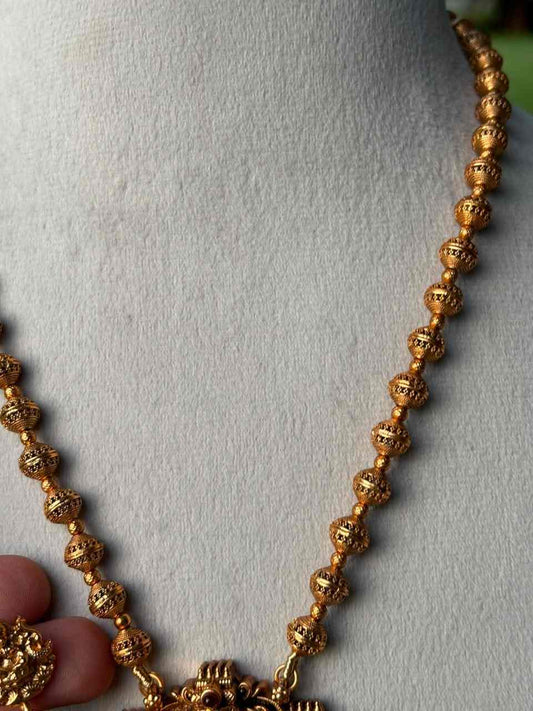 H0046 Middle Length Chettinad Haram Matte Finish Lakshmi Pendent