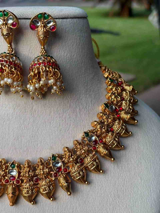 N0088 Premium Matte Finish Traditional Mulla & Manga Malla Necklace