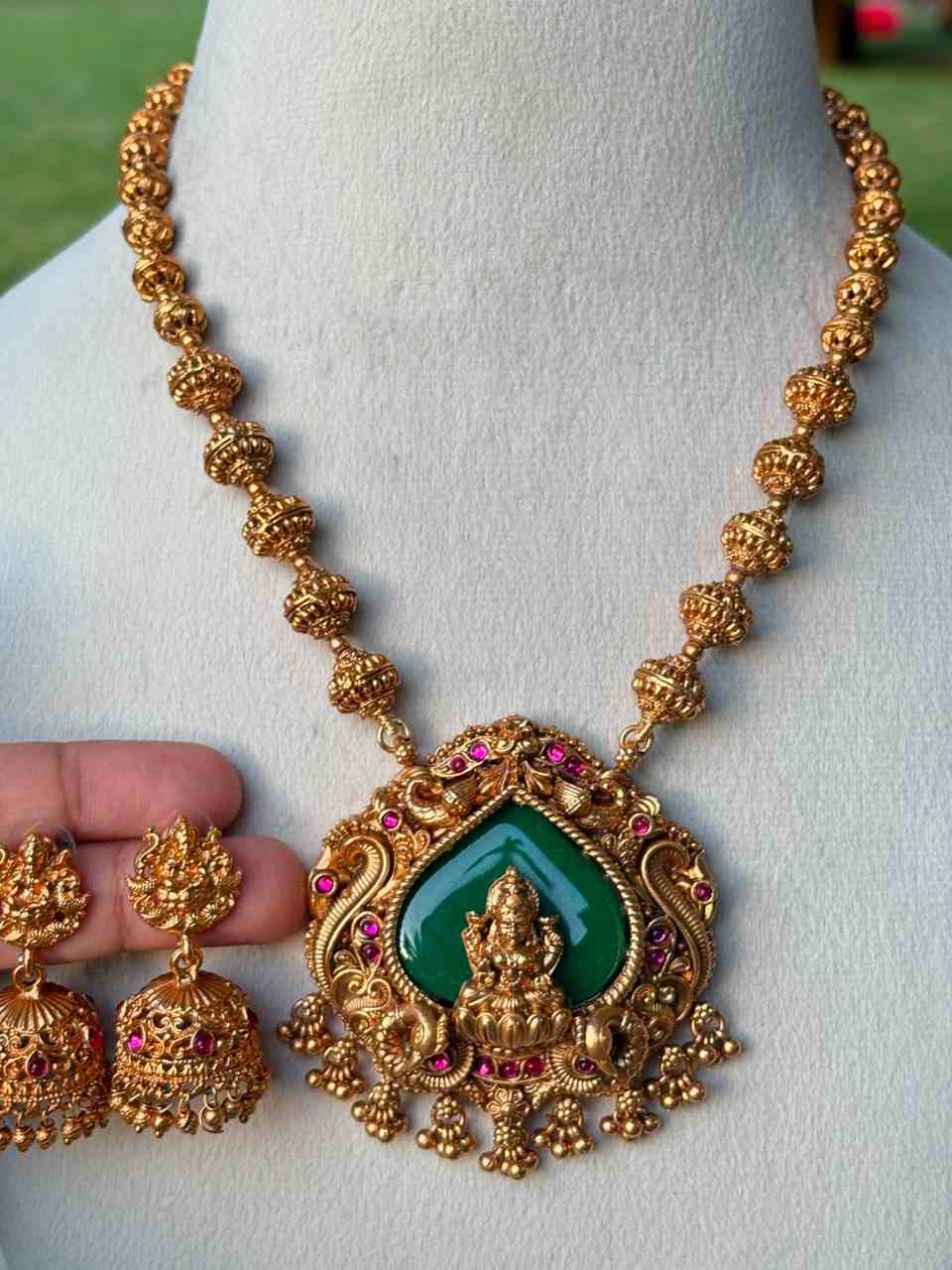 H0078 Lakshmi Middle Length ball chain Haram