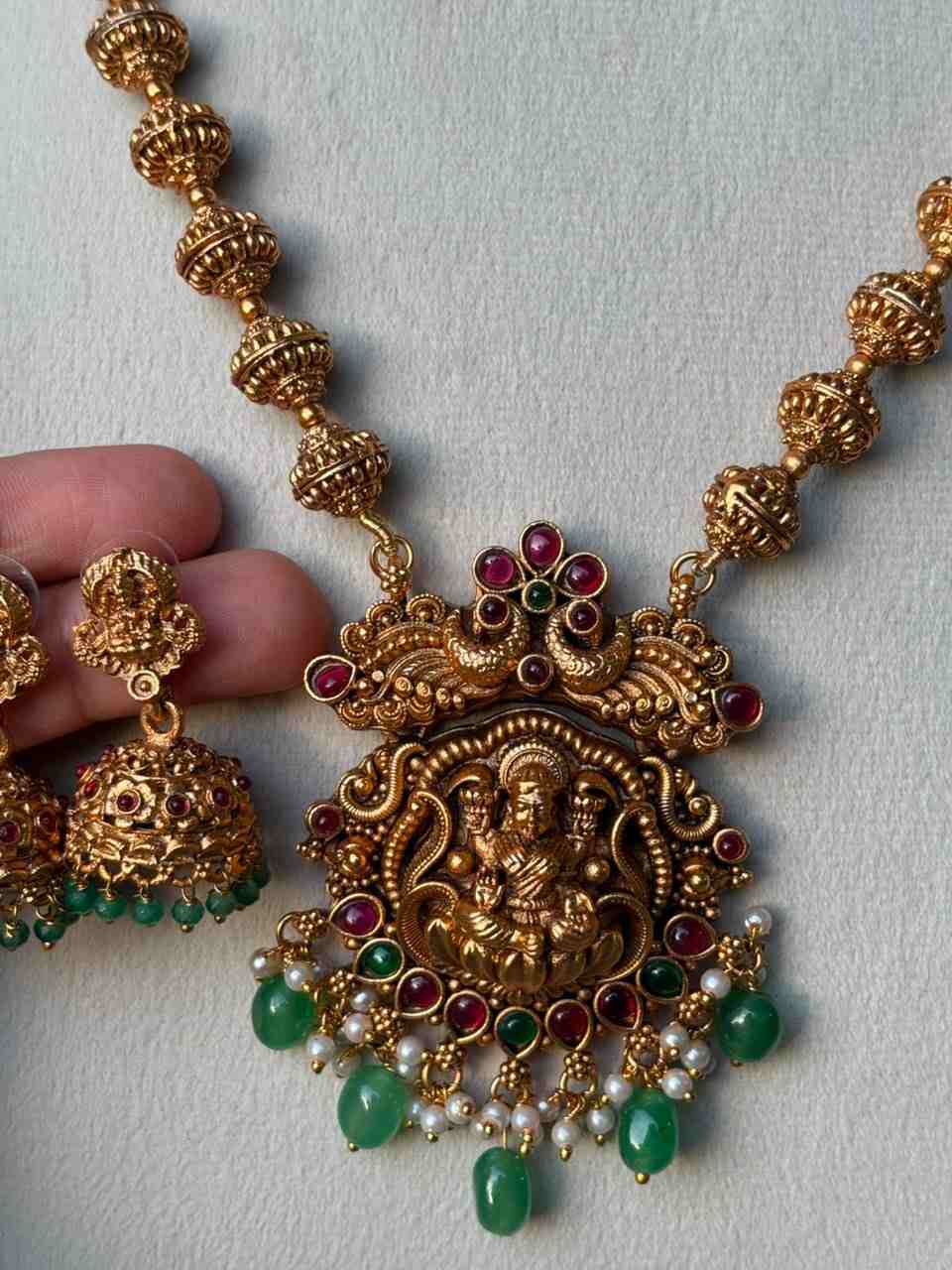 H0013 Matte Finish Chettinad Design Lakshmi Middle Length Haram