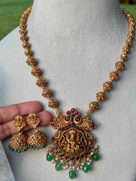 H0013 Matte Finish Chettinad Design Lakshmi Middle Length Haram
